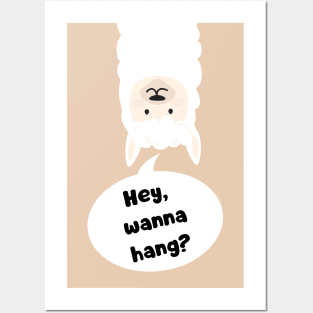 Hey, wanna hang? Cute & funny llama friendship pun Posters and Art